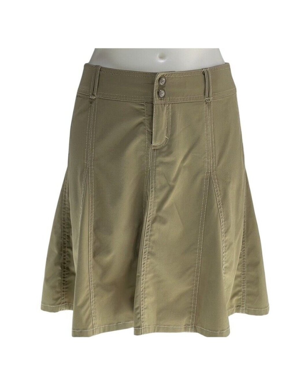 Athleta Womens Khaki A-Line Skirt Size 4 Cotton Blend Mid-Rise